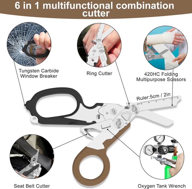 Lemasa 6in1 trauma shears - emergency responders, outdoor emergencies scissor, medical staff, and outdoor camping scissors, ttrauma scissors(black brown) - Image 3